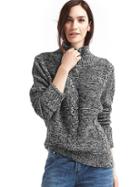 Gap Women Mockneck Cable Knit Sweater - Black Marled