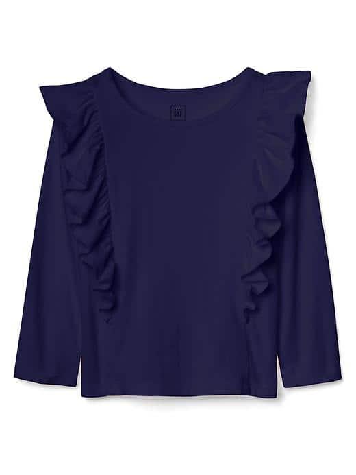 Gap Ruffle Long Sleeve Top - Dark Night