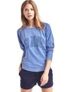 Gap Women Eyelet Logo Pullover Sweatshirt - Blue Nova
