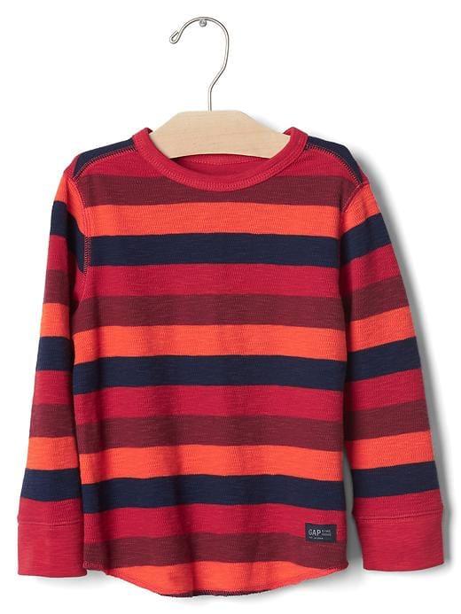 Gap Stripe Waffle Knit Tee - Red Multi Stripe
