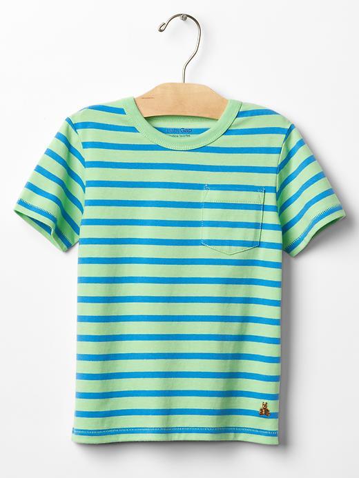 Gap Stripe Pocket Tee - Neon Lime Green