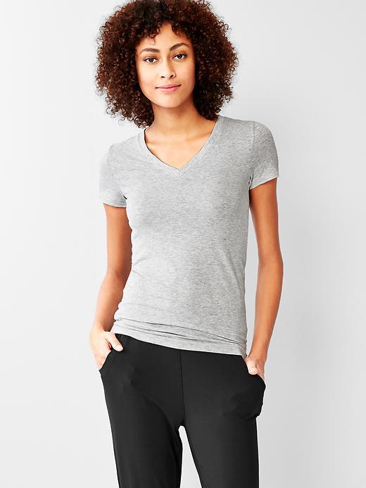 Gap Pure Body V Neck Tee - Regina Stripe Grey
