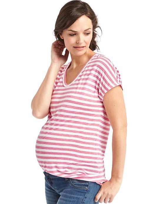 Gap Stripe Hi Lo Tee - Pink Stripe