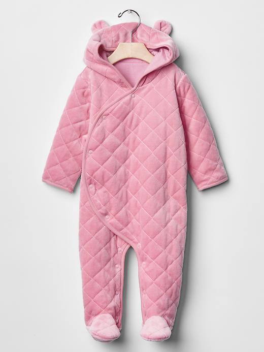 Gap Quilted Velour Footed One Piece - Pink