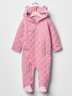 Gap Quilted Velour Footed One Piece - Pink