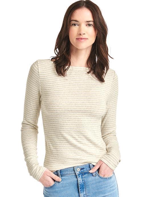 Gap Women Modern Stripe Long Sleeve Tee - Light Cream