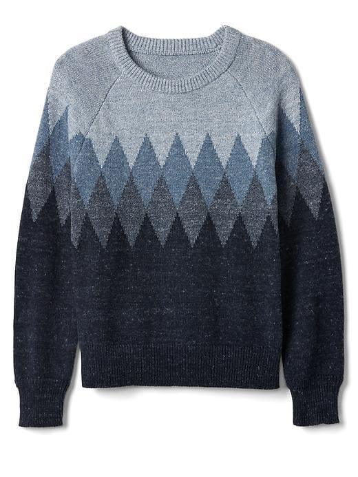 Gap Diamond Knit Pullover Sweater - Blue Heather