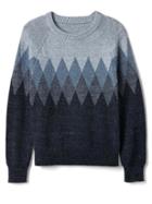 Gap Diamond Knit Pullover Sweater - Blue Heather
