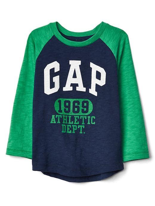 Gap Athletic Logo Slub Baseball Tee - Parrot Green 385
