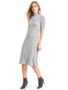Gap Women Marled Short Sleeve Mockneck Dress - Space Dye Grey Marl