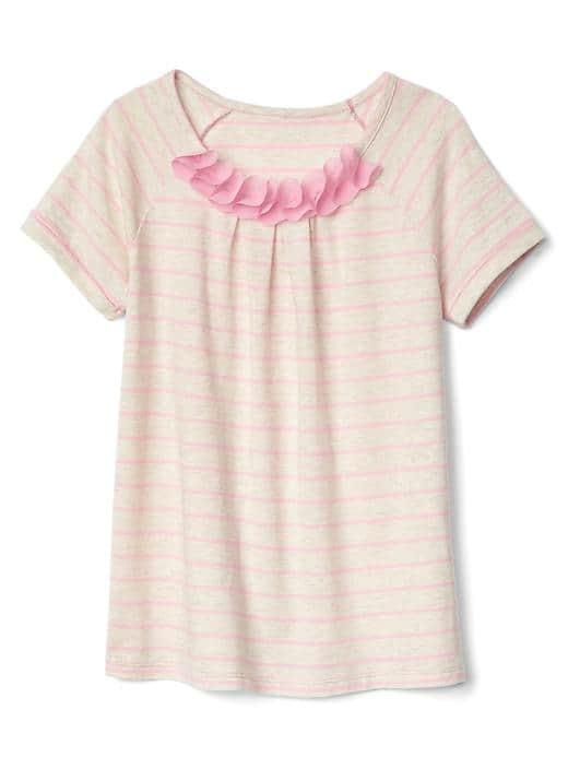 Gap Chiffon Applique Stripe Tee - Pink Glo Neon