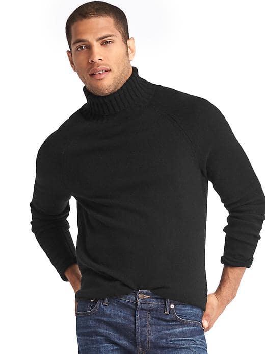 Gap Men Merino Wool Blend Turtleneck Sweater - Black