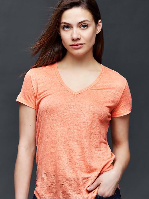 Gap Linen V Neck Tee - Paradise Peach