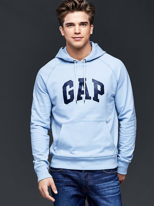 Gap Men Logo Solid Pullover Hoodie - Sail Blue