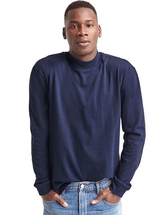 Gap Men The Archive Re Issue Mockneck Tee - Dark Night