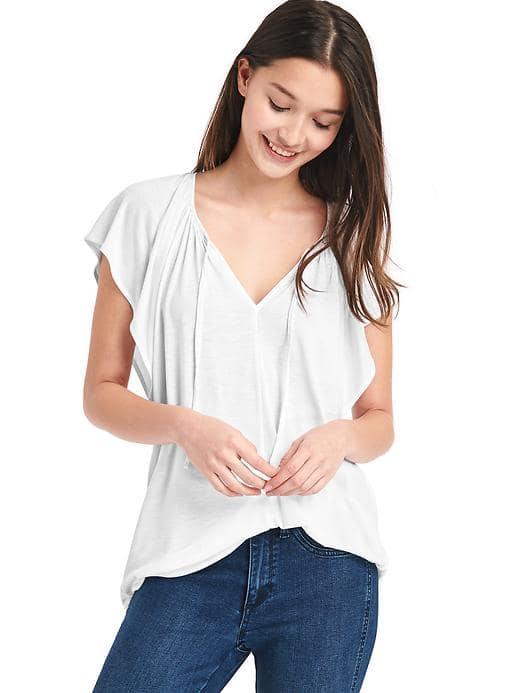 Gap Women Drapey Flutter Sleeve Top - White