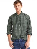 Gap Men True Wash Gingham Standard Fit Shirt - Ink Soft Green