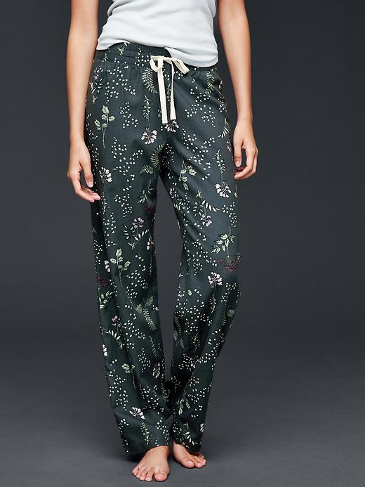 Gap Women Printed Lightweight Flannel Pants - Botanical Spr Coal