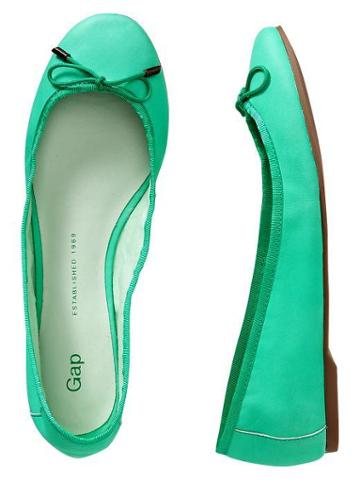 Gap Leather Ballet Flats - Deco Green