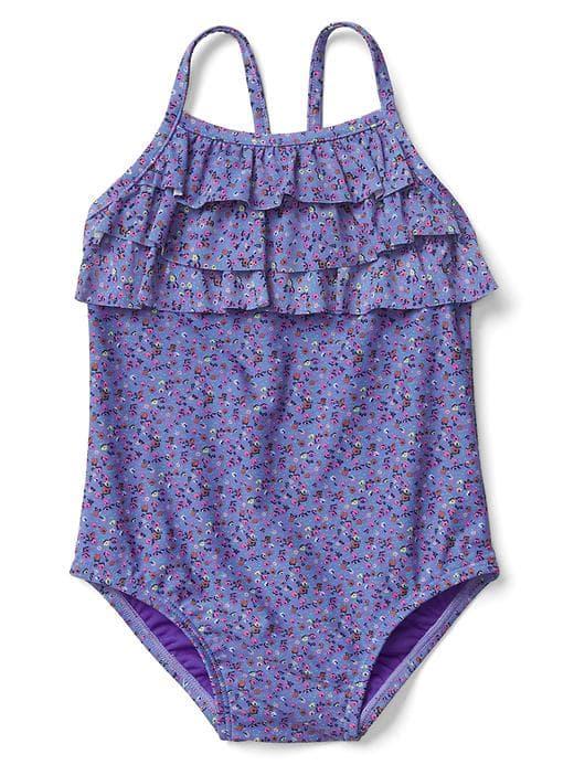Gap Ruffle Swim One Piece - Small Blue Floral