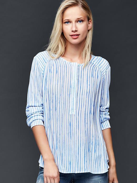 Gap Women Shirred Print Blouse - White Stripe