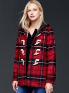 Gap Women Contrast Wool Toggle Coat - Red Plaid