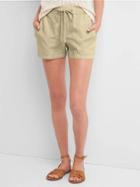 Gap Women Linen Cotton Utility Shorts - Iconic Khaki