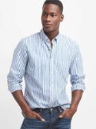 Gap Men True Wash Poplin Bengal Stripe Standard Fit Shirt - Admiral Blue