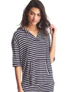 Gap Pure Body Modal Half Sleeve Hoodie - Navy Stripe