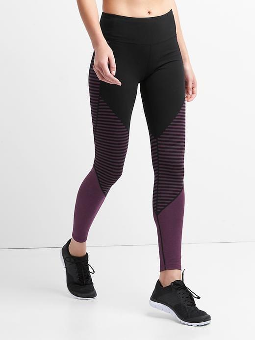 Gap Gfast High Rise Stripe Colorblock Leggings - Aubergine