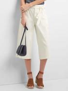 Gap High Rise Tie Belt Denim Culottes - Chalk