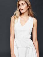 Gap Women Linen V Neck Fit & Flare Dress - White