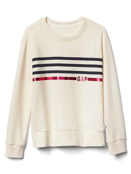 Gap Women Embellished Logo Crew Sweatshirt - Ivory Frost