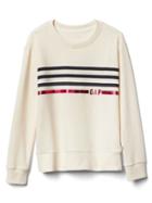 Gap Women Embellished Logo Crew Sweatshirt - Ivory Frost