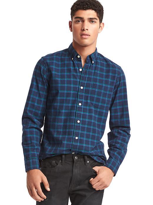 Gap Men Oxford Tattersall Standard Fit Shirt - Going Green