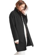 Gap Women Wool Blend Car Coat - True Black