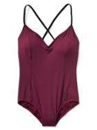 Gap Women Classic V Neck Swim One Piece - Primo Plum