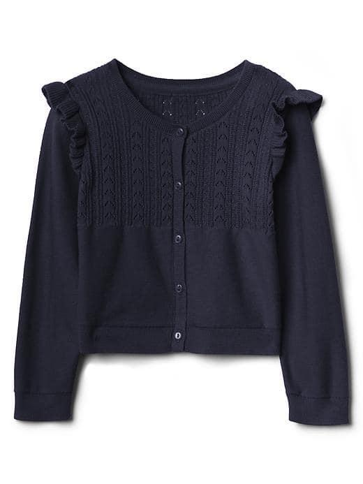 Gap Pointelle Ruffle Cardigan - Dark Night