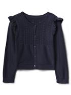Gap Pointelle Ruffle Cardigan - Dark Night