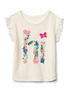 Gap Tropic Graphic Ruffle Tee - White With Butterfly