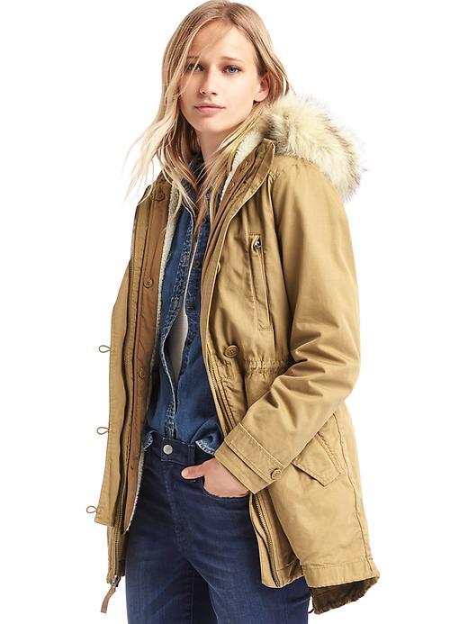 Gap Women 2 In 1 Hooded Parka - Cream Caramel