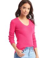 Gap Women Ribbed Scoop Pullover - Jellybean Pink