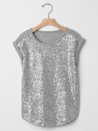 Gap Sequin Cap Tee - Heather Grey