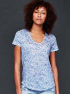 Gap Print Linen Tee - Cabana Blue