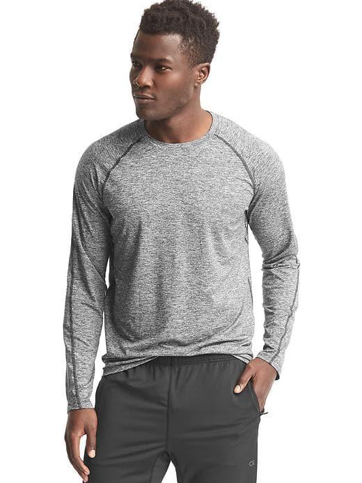 Gap Brushed Tech Jersey Crewneck Pullover - Black Heather