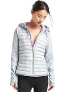 Gap Women Primaloft Performance Fleece Zip Hooded Puffer - Pearl Blue