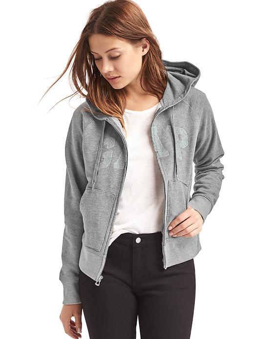 Gap Women Metallic Logo Zip Hoodie - Heather Grey
