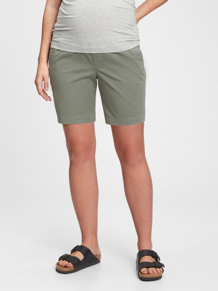 4 Maternity Full Panel Stretch Khaki Shorts
