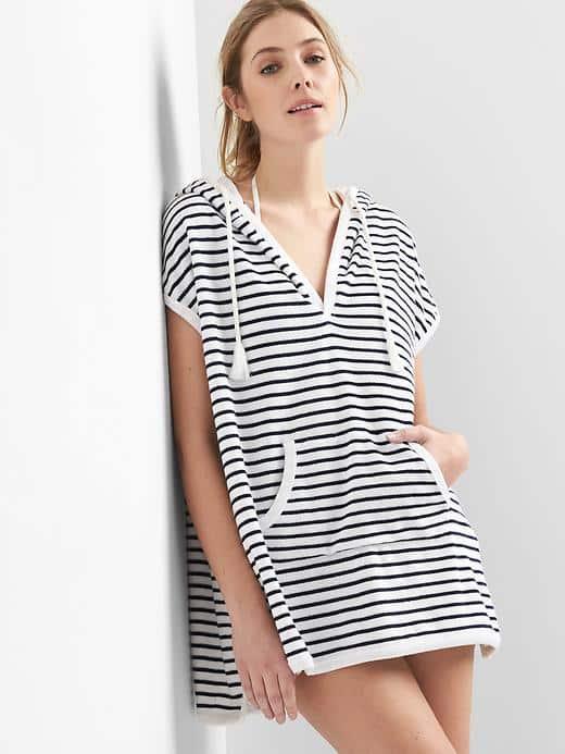 Gap Women Stripe Hoodie Poncho - Dark Night