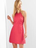 Gap Linen Cotton Embroidery Fit & Flare Dress - Fresh Coral